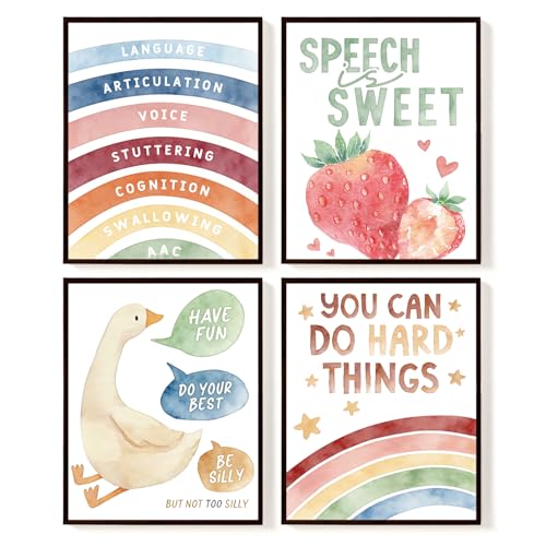SkyCozy Inspirational Wall Art Prints Set of 4 - 8x10 Boho Decor for Classroom & Office