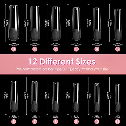 Ranrose XXL Long Straight Half Matte Nail Tips - 240 PCS