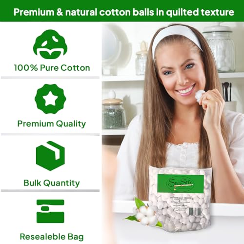 Spa Stix Medium Cotton Balls - 500 Count, Soft & Lint-Free