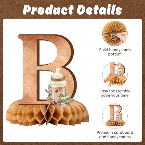 Coffee Themed Baby Shower Centerpieces - 12 Honeycomb Props