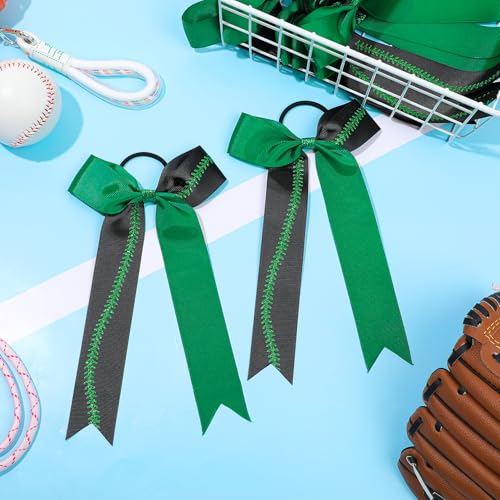 12 Pack Softball Cheer Bows with Glitter Stitching - Girls Sports Hair Accessories