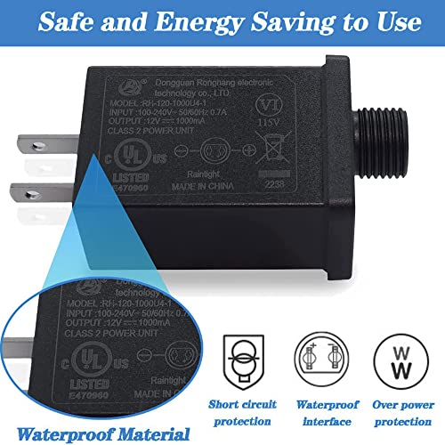 12V 1A Class 2 Power Supply Adapter for Yard Inflatable Decorations