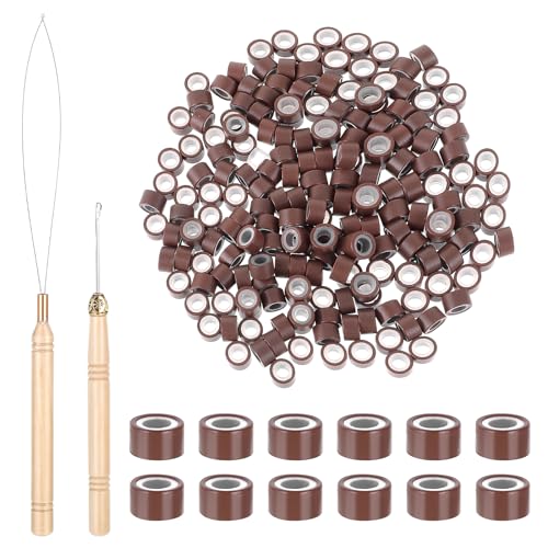 200 Piece Hair Extension Beads Set - 4mm Silicone Micro Rings