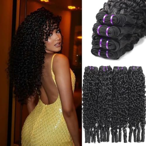Burmese Curly Hair Bundles - 14A Virgin Water Wave | 4 Bundles 14-20 Inch Natural Black Wet & Wavy Extensions