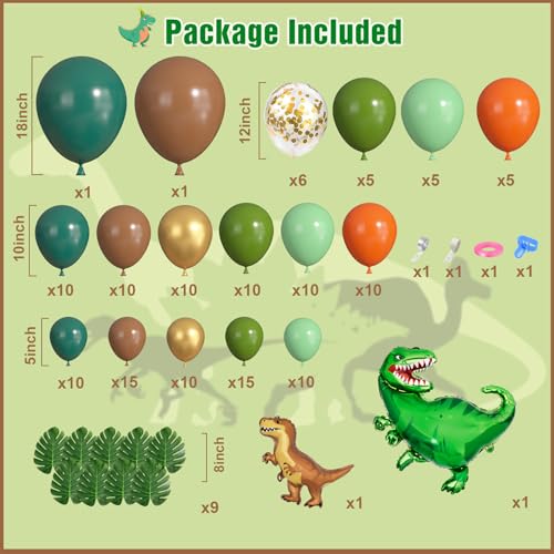 161Pcs Dinosaur Balloon Arch Kit for Birthday Party & Baby Shower
