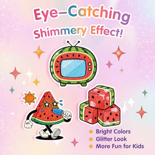 108 Glitter Watermelon Temporary Tattoos for Kids - Summer Party Favors