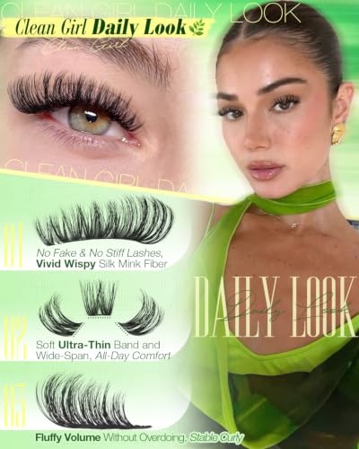 YDAGKH Flora 12-18mm Wispy Natural Cluster Eyelashes - Soft, Fluffy D-Curl Lashes, DIY Volume Extensions, 144 Pcs