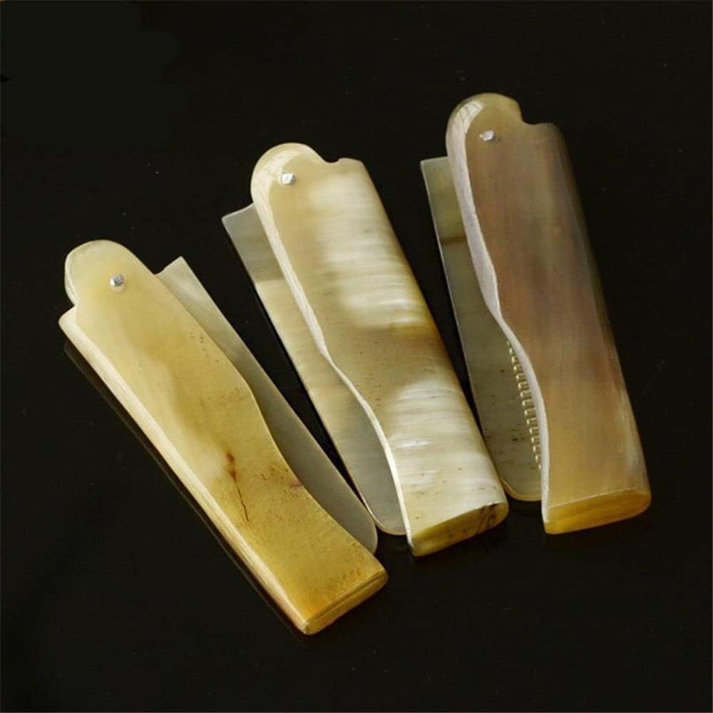 2Pcs Brown Yak Horn Comb Foldable Yak Horn Comb Pockets Clip Moustache Beard Styling Tool Portable Hairdressing Hair Hair Care Tools, Hair Brushes, Styling Tools and Appliances