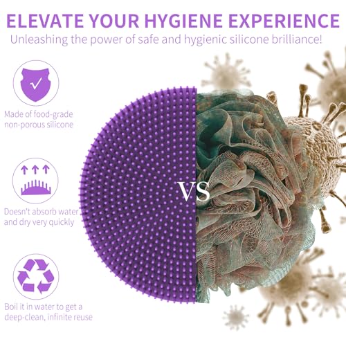 BEAUTAIL Silicone Body Scrubber for Gentle Exfoliation - Purple