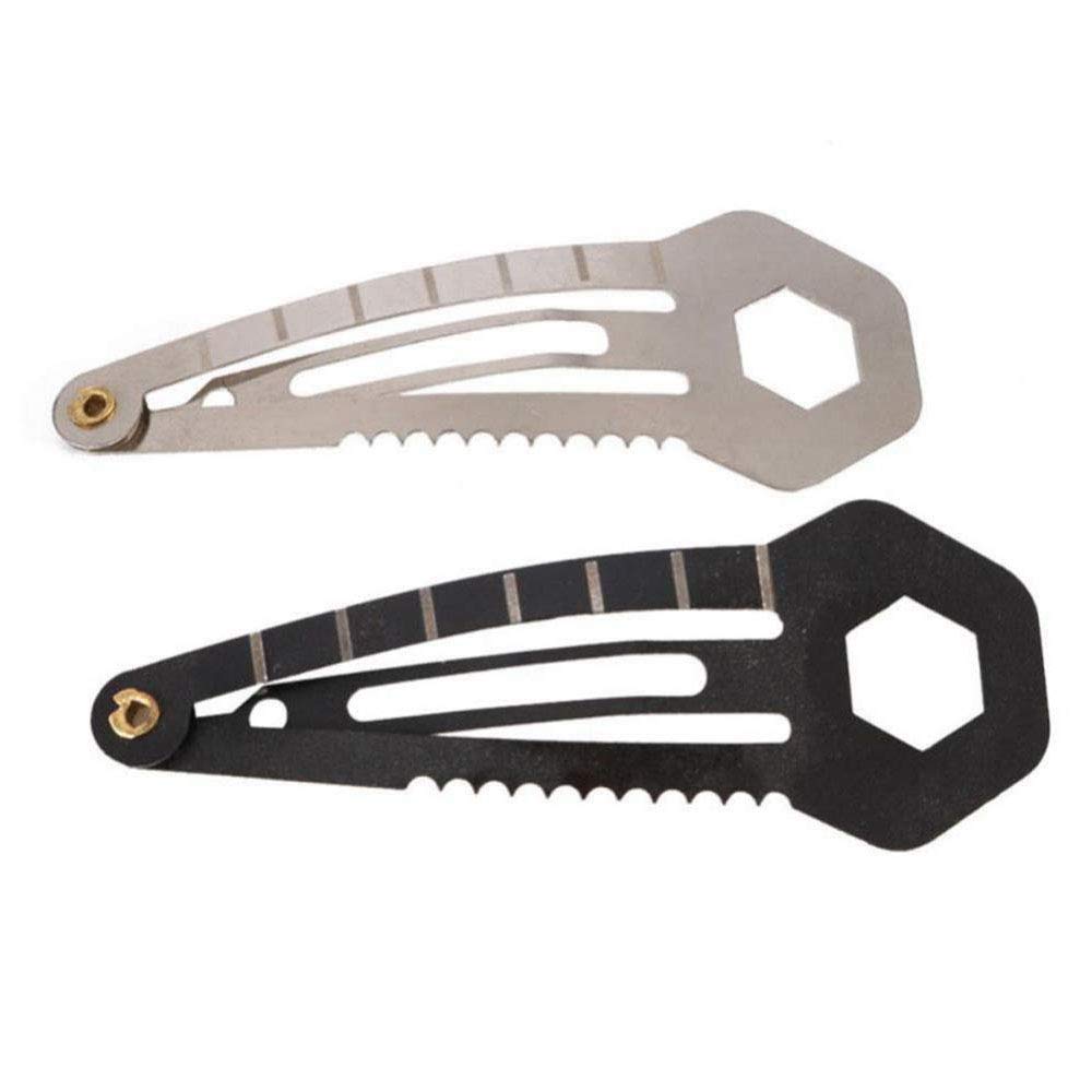 Mini Multi-Functional Hair Clip Stainless Steel Hairpin Women Self-Defense Tool EDC Survival Kit,Ruler/Bottle Opener/Box Cutter/Screw Driver/Scrapper/Trolley Coin Survival Tool(6-Pack,Silver and