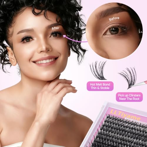 728Pcs Eyelash Cluster Kit with Bond & Seal - Fluffy Volume False Eyelashes for DIY Extensions