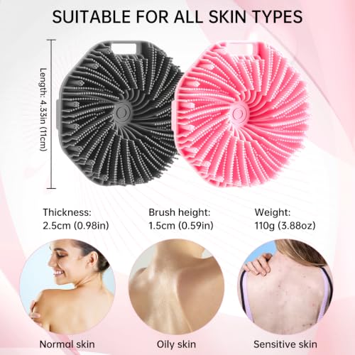 2Pcs Food-Grade Silicone Body Scrubber for Gentle Exfoliation