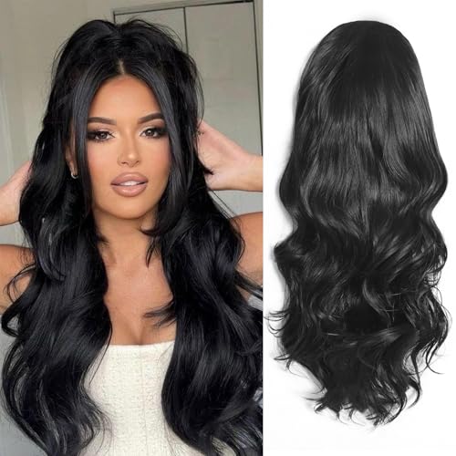 24-Inch Wavy Blonde Half Wig - Synthetic Clip-In Hair Extension