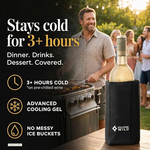 Falcona Wild Wine Cooler Sleeve - Adjustable Chiller for Bottles