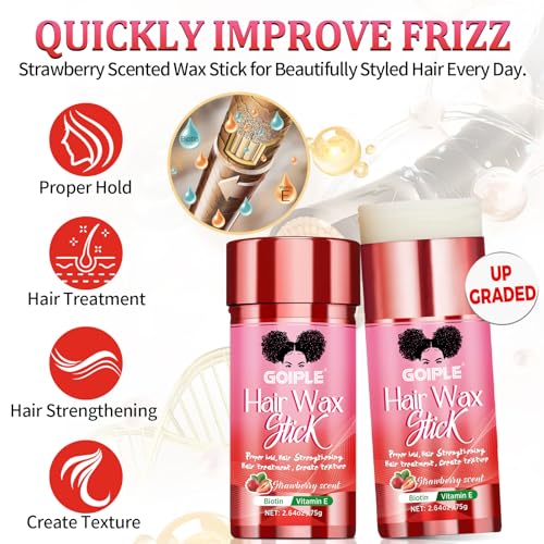 Goiple Strawberry Scent Hair Wax Stick 2.64oz Non-Greasy, Long-Lasting Styling for Men, Women & Kids