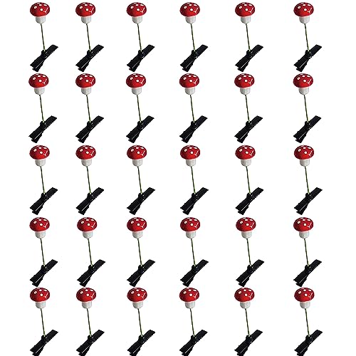 30PCS Red Mushroom Hair Clips for Women & Girls - Cute Headwear