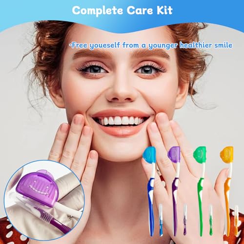 Orthodontic Dental Care Kit - 4 Soft Bristle Toothbrushes & Flosser