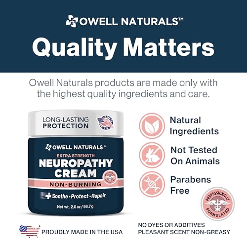 Owell Naturals Neuropathy Cream - Fast-Acting Cooling Relief for Feet & Hands