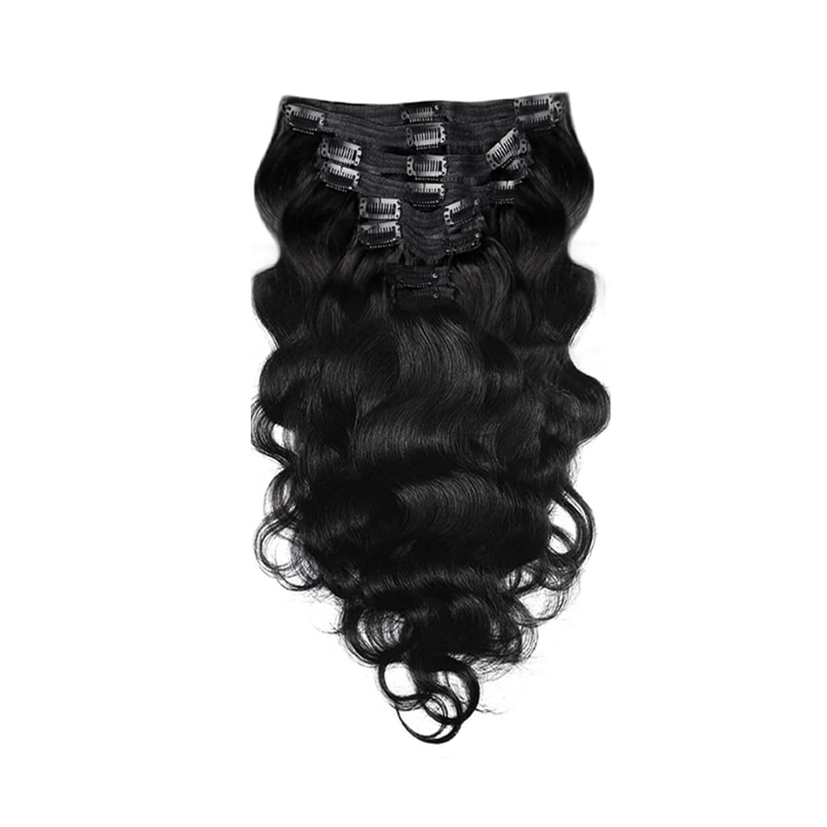 1B Black Clip in Hair Extensions Real Human Hair, 16 Inch 120g/7Pcs,Full Shine Remy Human Hair,Natural Black Body Wave Clip ins Brazilian Virgin Human Hair Extensions