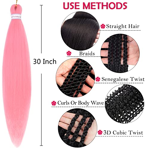 Alrence 30 Inch Pink Braiding Hair - Pre Stretched 3 Packs for Knotless Braids