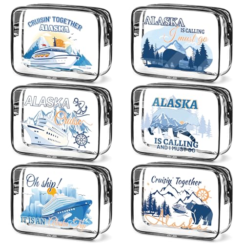 6Pcs Alaska Cruise Makeup Bags - Waterproof PVC Travel Set