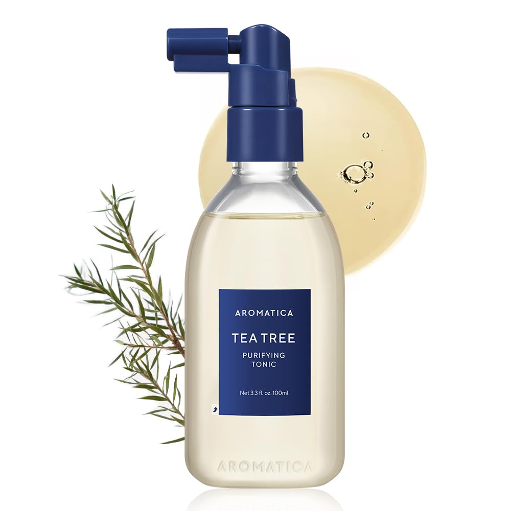 AROMATICA Tea Tree Purifying Tonic, Paraben, Silicone, Sulfate-free | Vegan | Soothing & Cooling Tonic for Your Scalp Treatment | Hair Nourishing | Natural Ingredients Only (3.38oz)