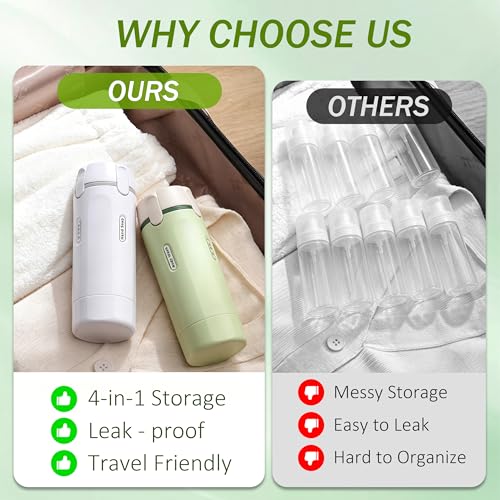 Dyseupl 4-in-1 Travel Dispenser Bottle - TSA Approved, Leakproof, Green