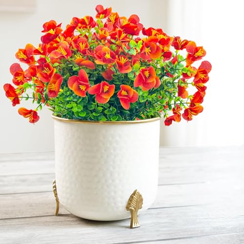 UV Resistant Artificial Flowers - 8 Bundles Faux Shrubs for Home & Garden Décor