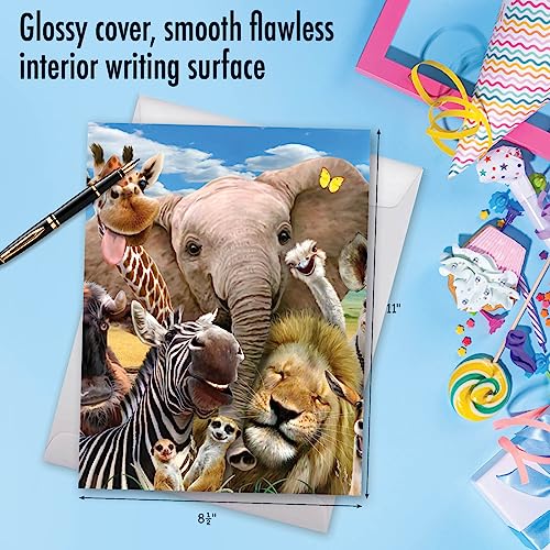 NobleWorks Jumbo Birthday Card - Funny Animal Group Selfie
