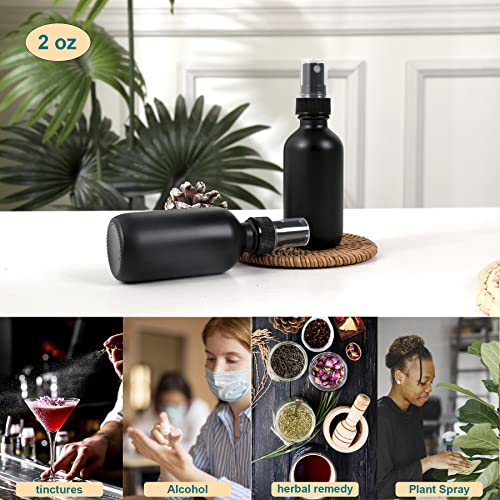 NOOEEISS Frosted Black Glass Spray Bottles 2 oz, 24 Pack - Refillable Fine Mist Containers