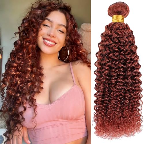 Burgundy Jerry Curly Human Hair Bundles - 12-34 Inch Soft Sewn In