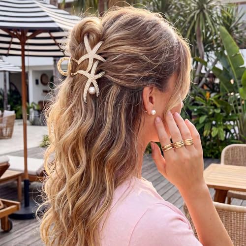 Beach Hair Clips Gold Starfish Claw Clips Set of 2