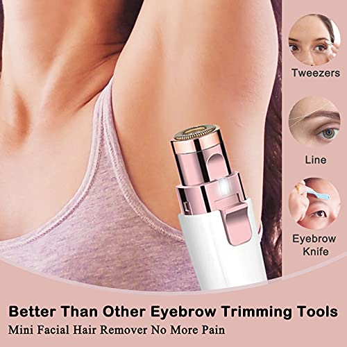 LAIKME White Facial Hair Remover & Eyebrow Trimmer 2-in-1 - Portable Rechargeable Epilator for Lips, Body, Chin, Arms, Legs