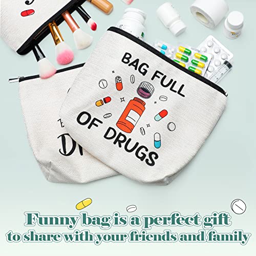 Travel Makeup & Medicine Pouch 4-Pack - Women's Organizer Bags with Cartoon Medical Theme