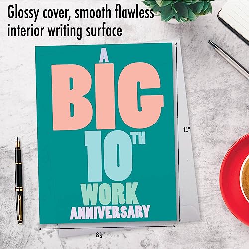 NobleWorks Jumbo 10 Year Work Anniversary Card - Big Milestone Greeting Card