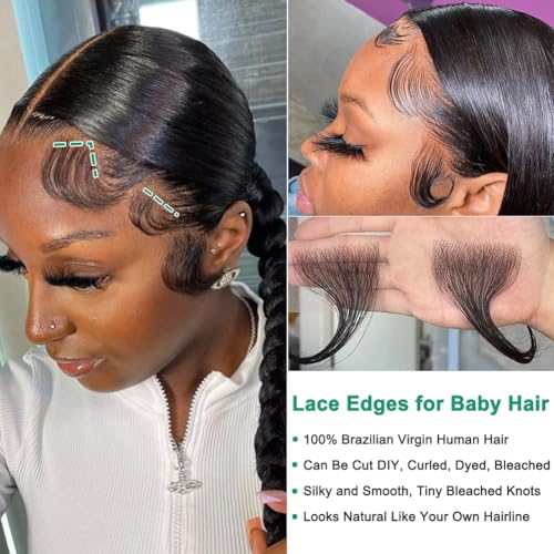 TRIPYGO HD Lace Baby Hair Edges Stripes - 2 Pcs V, Natural Black