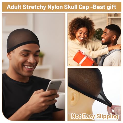 10-Pack Stretchy Wave Caps for Men & Women | Comfortable Black Hairnet