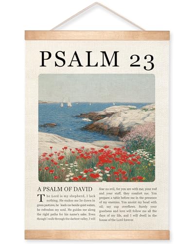 Christian Wall Art Canvas - Psalm 23 Scripture Decor, 18.5x14 Inch