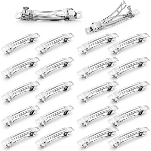 20 Pack Silver Metal French Hair Clips for DIY Crafts & Styling - 2 Sizes