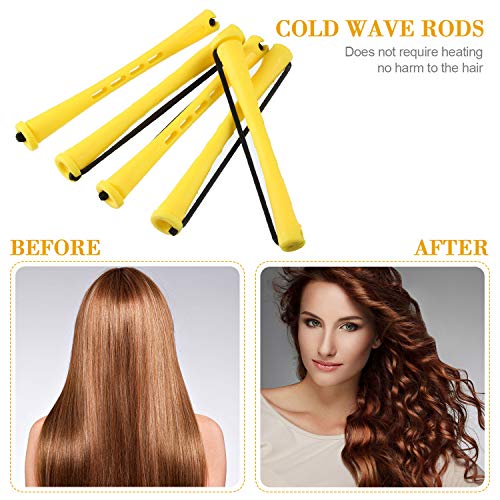 WillBond 48Pcs Long Perm Rods 0.28 Inch Yellow Cold Wave Rollers