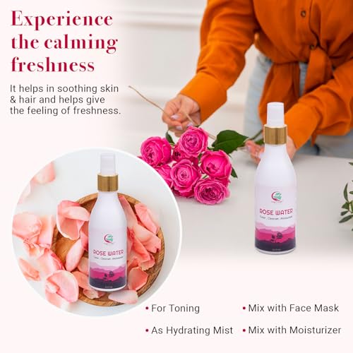 Yogi's Gift Rose Water 6.5 fl oz - Pure, Alcohol-Free Facial & Hair Spray, Pack of 1