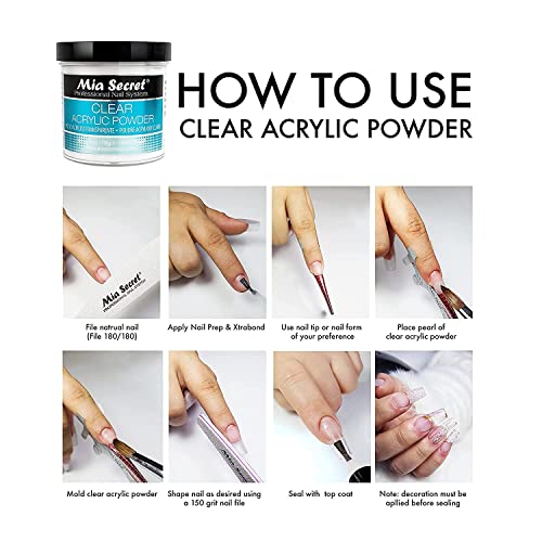 Mia Secret Clear Acrylic Powder 2oz - Professional Quality