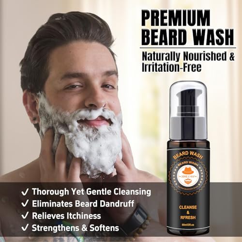 XIKEZAN Fathers Day Gifts for Dad Husband,Beard Kit for Men Grooming & Care w/Beard Conditioner, Wash,Oil,Balm,Birthday Valentines Easter Gifts for Mens Him Boyfriend Christmas Stocking Stuffers
