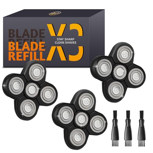 5-Head Shaver Replacement Blades with Cleaning Brushes - 3 Pack