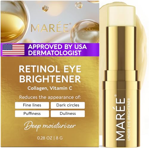 MAREE Under Eye Balm Stick - Hydrating Retinol & Caffeine Brightener, 0.28 Ounce