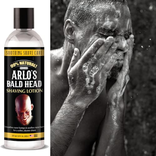 Arlo's Bald Head Shaving Lotion 6 oz - Natural, Irritation-Free Razor Glide