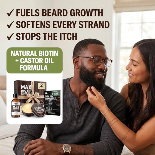 Biotin Beard Kit for Men – Sandalwood Balm & Unscented Oil Set