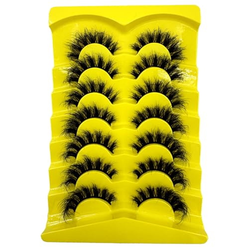 HBZGTLAD 7 Pairs W3 3D Mink Fluffy False Eyelashes Reusable Glam Makeup