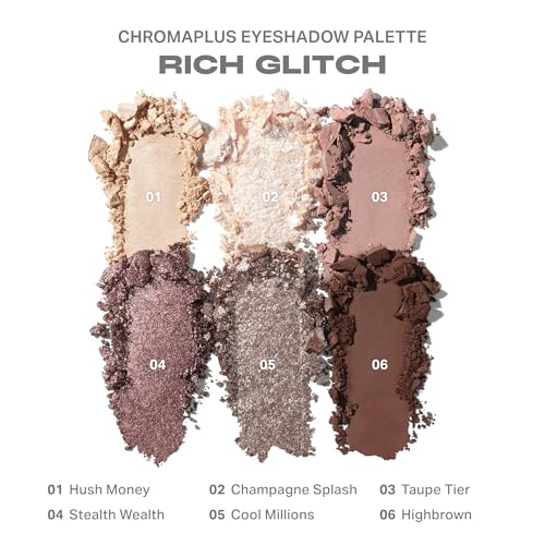 Morphe ChromaPlus 6-Pan Eyeshadow Palette - Rich Glitch High-Pigment Makeup