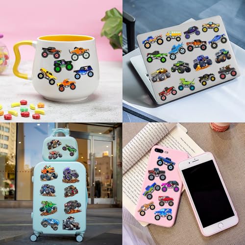 60-Piece Monster Truck Temporary Tattoos for Kids - Race Car Party Favors